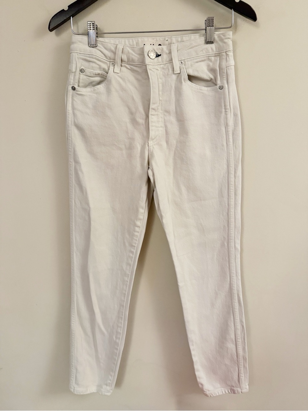 AMO Jeans Womens 27 Vintage White USA High Rise Stix Crop Stretch Anthropolgie